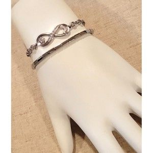 Bolo Bracelet Infinity Multi CZ Charm & Box link Row Bracelet Bracelets Lot of 2